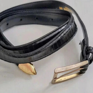 Womens Belt Size 16 Brown Black Faux Leather 40" x 3/4" Gold Tone Buckle